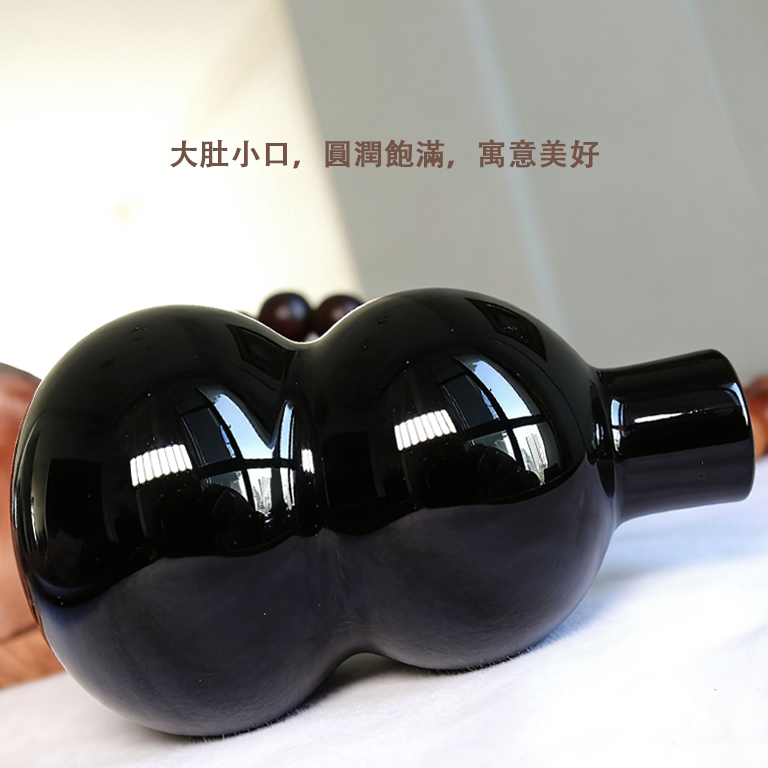 黑曜石葫芦風水擺件