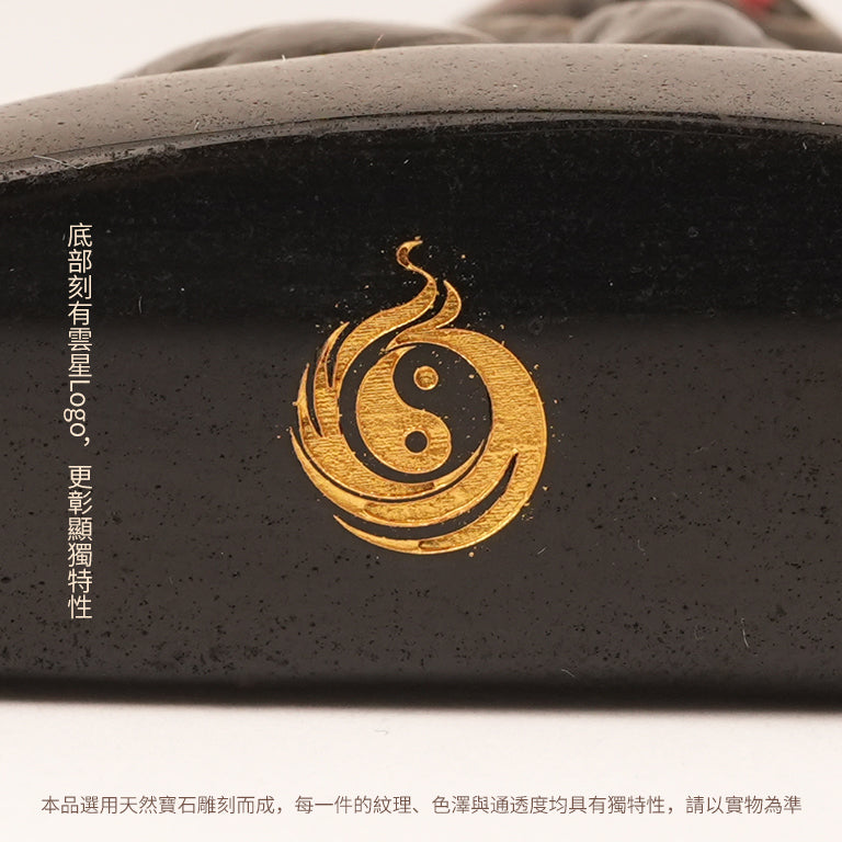 彩金曜石九尾狐仙風水擺件